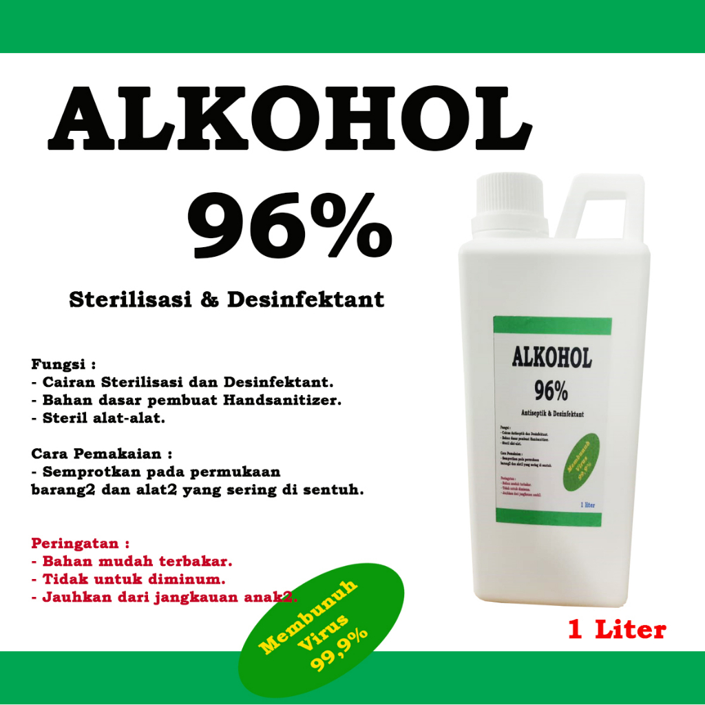 Alkohol 96%  1 liter / alkohol / alkohol disinfektan / ethanol