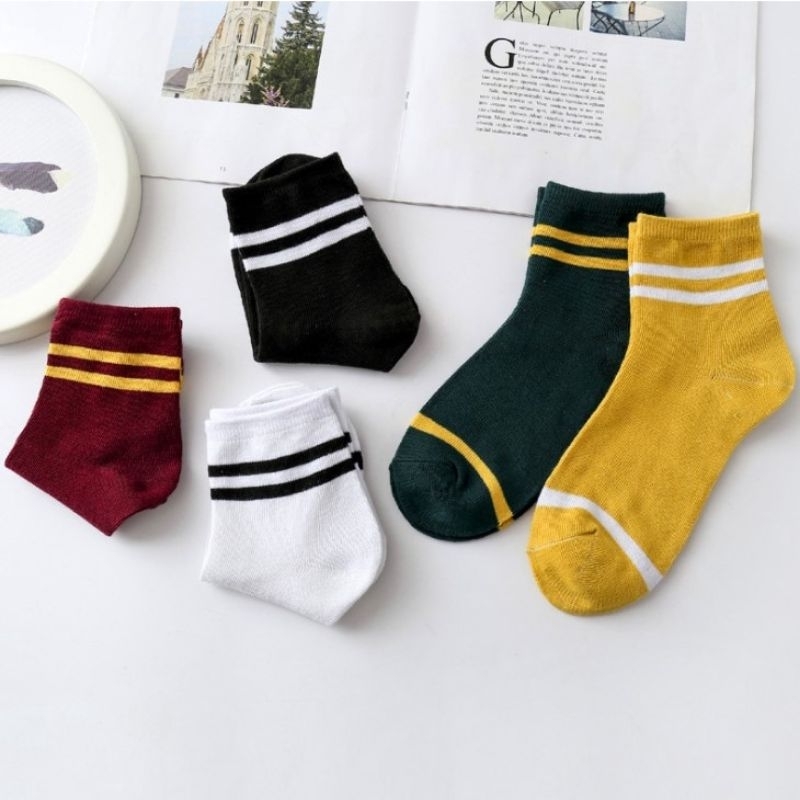 KAOS KAKI Diatas mata Kaki Motif Garis Dua Kaos Kaki Panjang Cute Kaos Kaki Fashion Korea TERLARIS!!