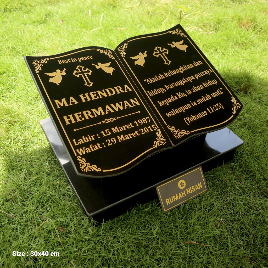 Batu Nisan SALIB Model Buku Ukuran Besar Berkualitas