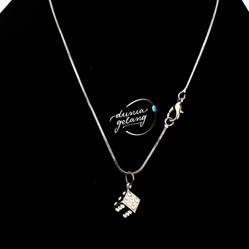 KALUNG TITANIUM DADU BERLIAN SILVER SIRKON BERKILAU ANTI KARAT TIDAK LUNTUR TAHAN AIR / KALUNG WANIT
