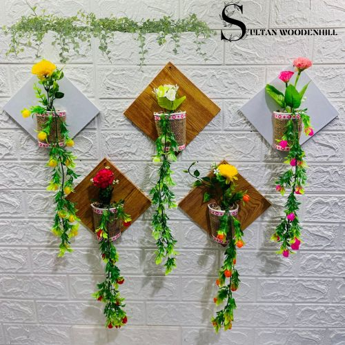 Furniture Hiasan Bunga Juntai Priti Favorite Set Pot Kayu Tempel Dinding