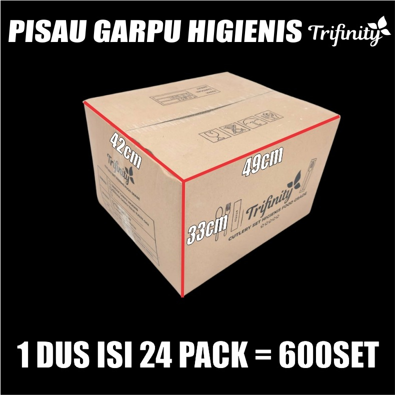 Pisau Garpu Makan Set Higienis Per Pack Plastik Steril Trifinity Murah SBY