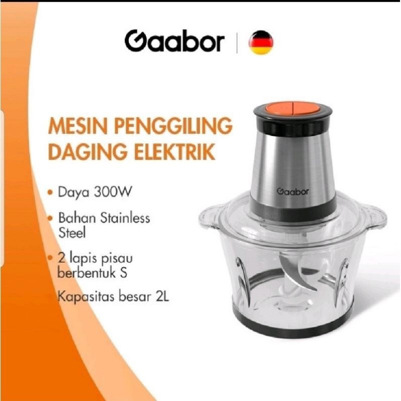 Gaabor Electric Meat Grinder Chopper Mesin Penggiling Daging Elektrik Serbaguna