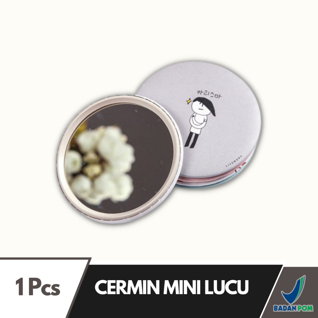 Cermin Mini Bulat Karakter Kaca Cermin Make Up Kaca Travelling Motif Mini Travel Size AS06