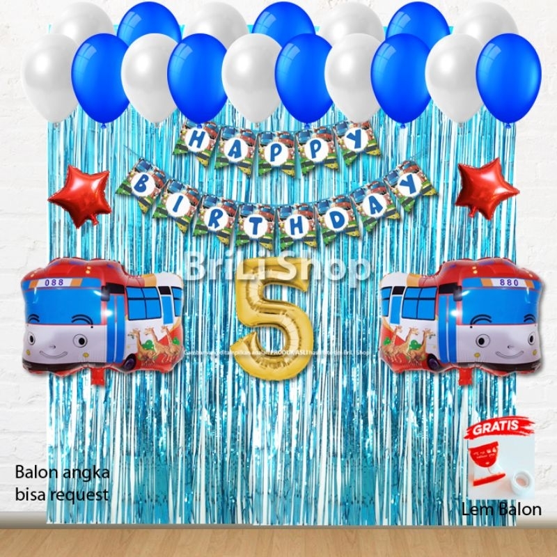 Paket Set Dekorasi Ulang Tahun Anak Bus Tayo Pesta Ultah