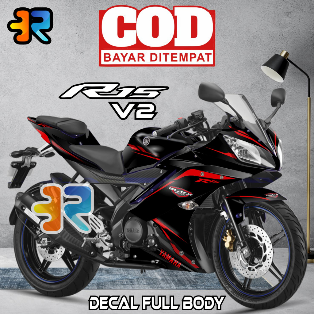 Decal R15 V2 Stiker Full Body Variasi Desain BLACK Edition
