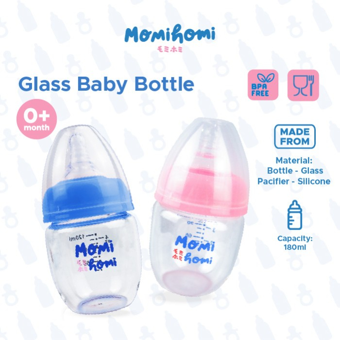 Momi Homi Glass Botol Susu 120ml / Botol Susu Kaca / Momi Homi