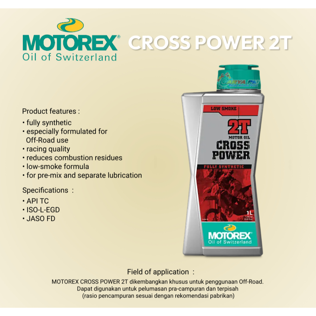 Oli Motorex Cross Power 2T 1L Swiss