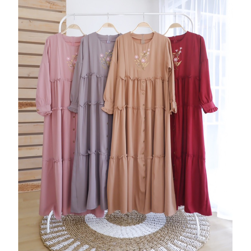 Bella Midi Dress || Dress shakila bordir || Dress Remaja Simple
