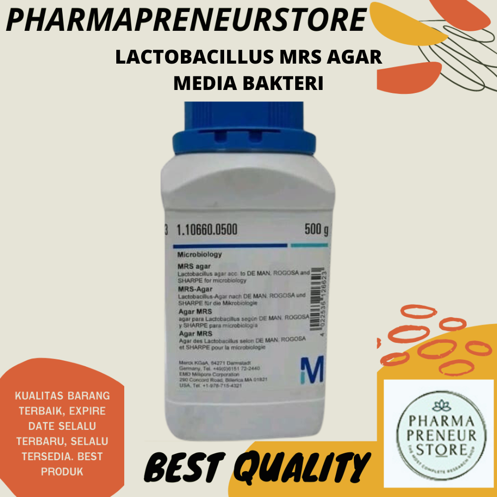 LACTOBACILLUS MRS AGAR 50 GRAM DAN 100 GRAM MERCK MEDIA BAKTERI MIKROBIOLOGI BEST QUALITY