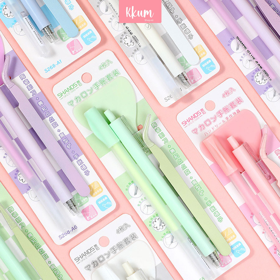 

4 PCS jurnal set/ Tweezer Lem stik Sekop Cutter cute/ Scrapbook tools