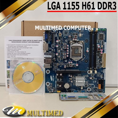 Promo Mainboard Mobo H61 OEM LGA 1155 DDR3 Bonus Batray Cmos Second