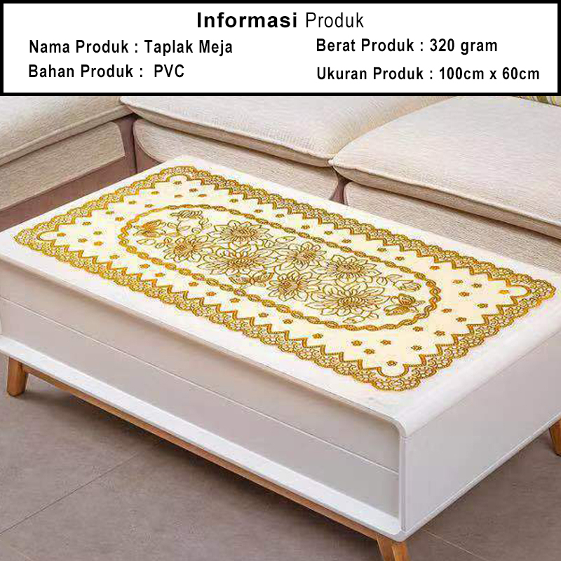 Taplak Meja Ruang Tamu PVC Tahan Air  UK 60x100cm - Taplak Meja Tamu PREMIUM - Lodoestar - DF4