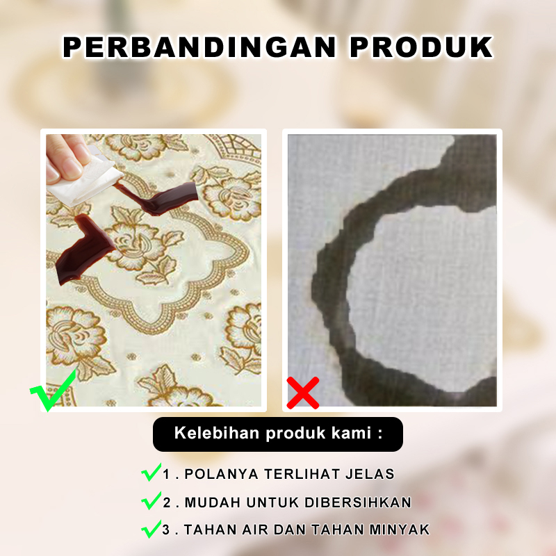 Taplak Meja Ruang Tamu PVC Tahan Air  UK 60x100cm - Taplak Meja Tamu PREMIUM - Lodoestar - DF4