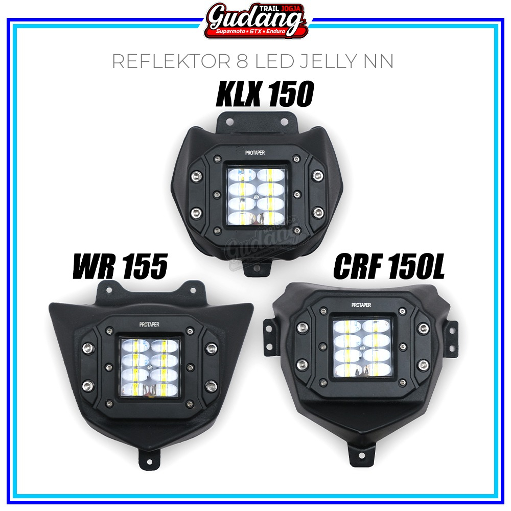 Reflektor Supermoto HRV Lampu Depan 8 LED JELLY 12 LED 2 Warna KLX 150 BIGFOOT DTRACKER CRF 150L WR 155 Assy Hitam