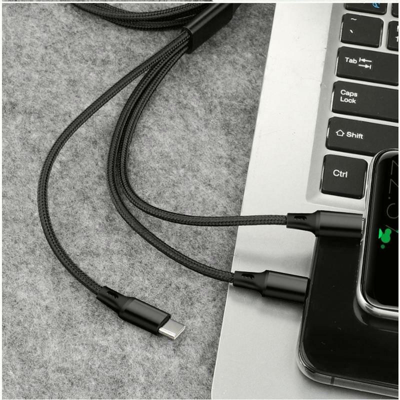 (COD) 120w 6A Phone cable is suitable for Apple one with three data cables Type-c three-in-one charging double-head fast