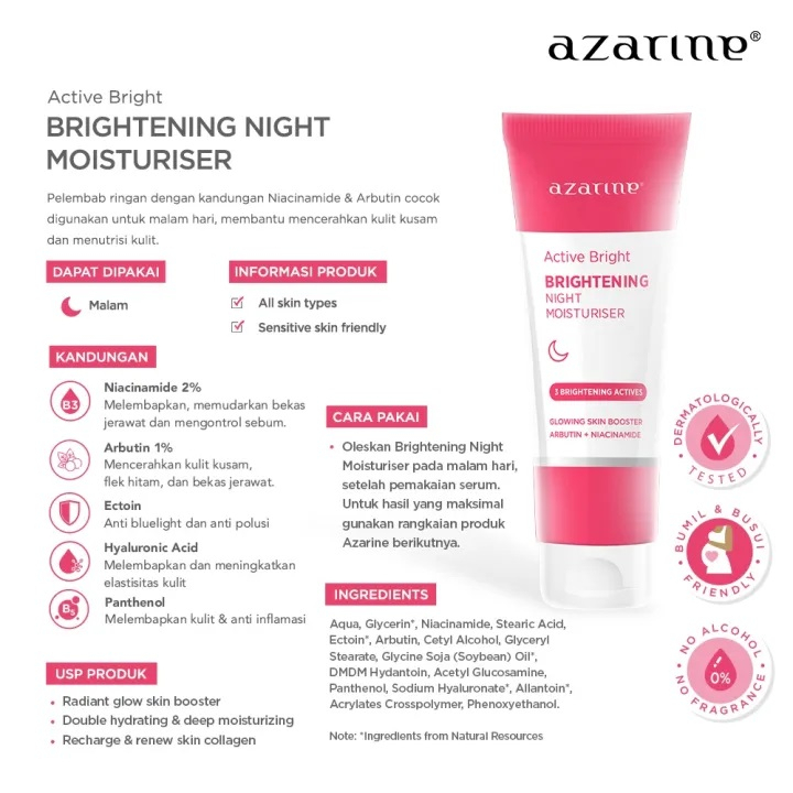 Azarine Bright Brightening Day Moisturizer | Night Moisturizer | Creamy Facial Foam | Lumionous Radiant Serum