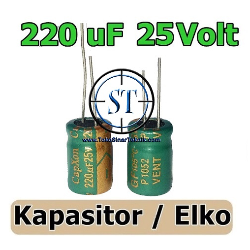 10pcs Elco Elko Kapasitor Capacitor  220/25V 220/25V 220/25V 220/25V 220/25V 220uf 220 Mikro 25v ORIGINAL  Hiqh Quality Renceng isi 10 Buah