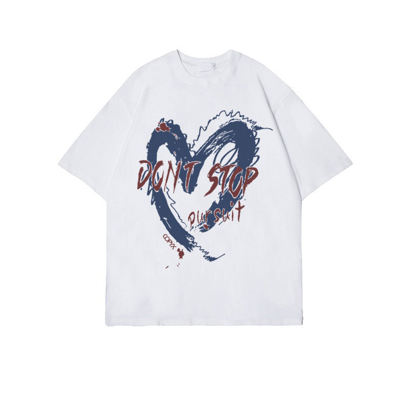 kaos oversize wanita import graffiti heart motif printed t-shirt premium korean style lengan pendek kaos puith basic