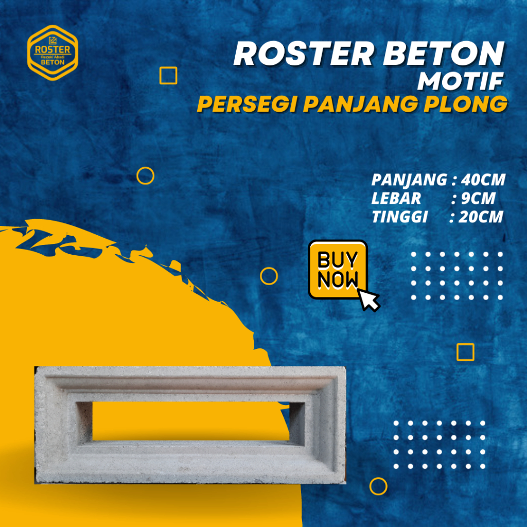 Roster Beton Minimalis untuk dekorasi rumah Atau Loster Beton  Motif Persegi Panjang Plong Ukuran 40