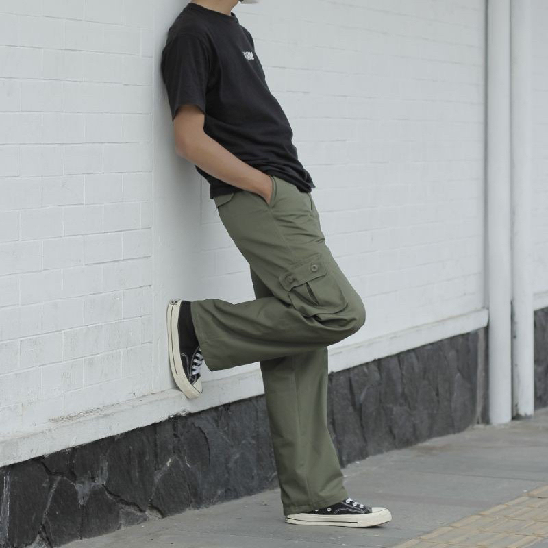 Leone Cargo Pants Black / Celana Kargo Chino Pria GutenInc