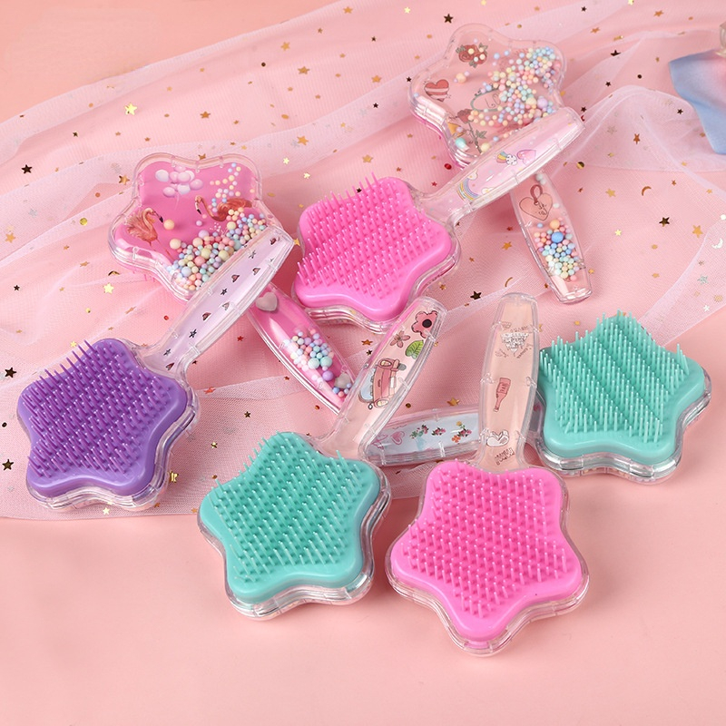 Sisir Rambut Bentuk Bintang Glitter Anti Kusut Pijat Kulit Kepala Anak