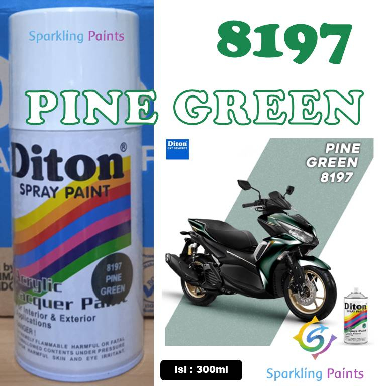 Pilox Diton Pine Green 8197 300ml Warna Hijau Pinus Metalik Sepeda Motor Mobil Velg