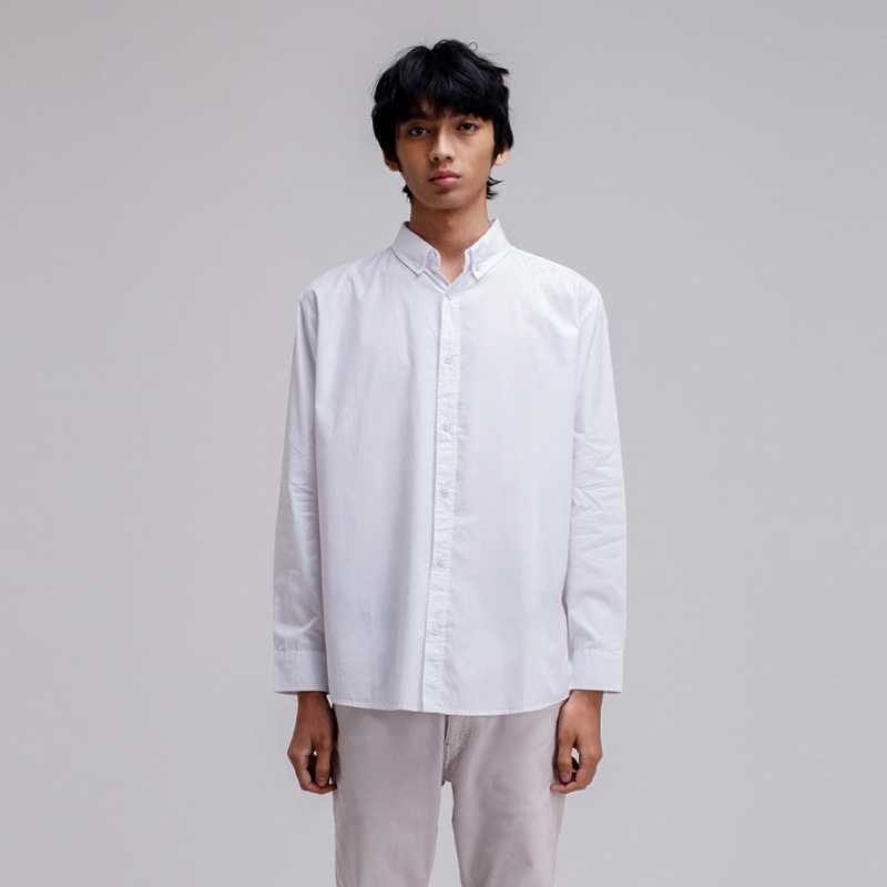 Greenlight Kemeja Lengan Panjang Pria Basic Katun Formal Outfit Men's Top Baju Atasan Putih 180323