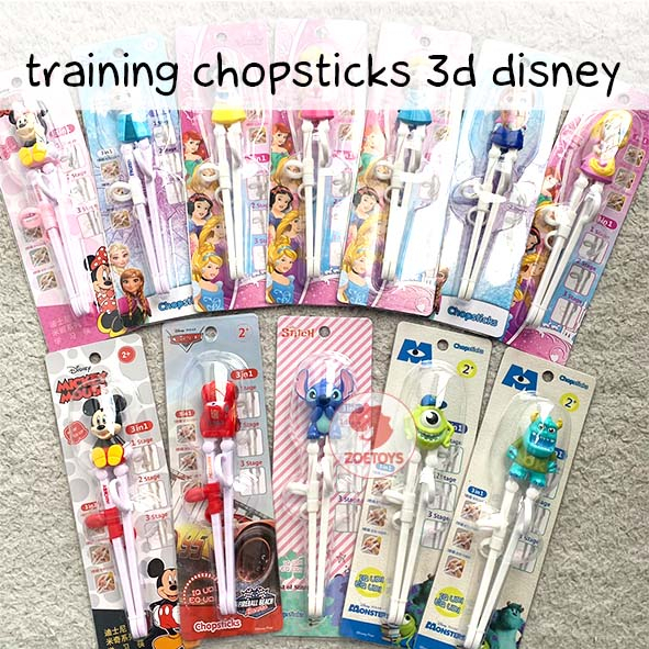 Zoetoys Training Chopsticks 3D Disney Frozen Elsa | Alat Makan Belajar Latihan Anak Disney Cars Princess Mickey Cinderella balita