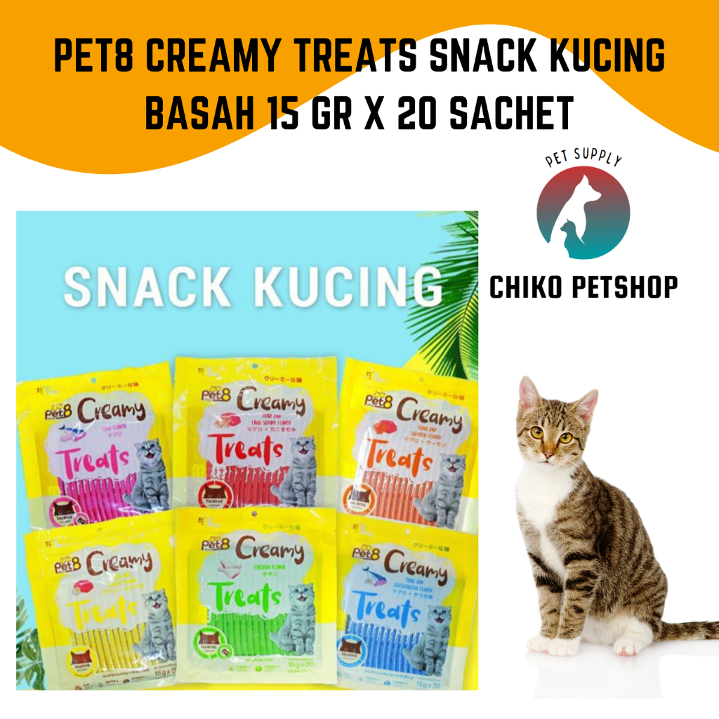 PET8 CREAMY TREATS SNACK KUCING 15 GR X 20 SACHET