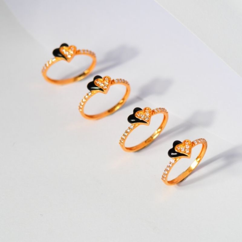 Cincin Emas Waru Mata Putih Variasi Cat Hitam - Toko Emas Gadjah