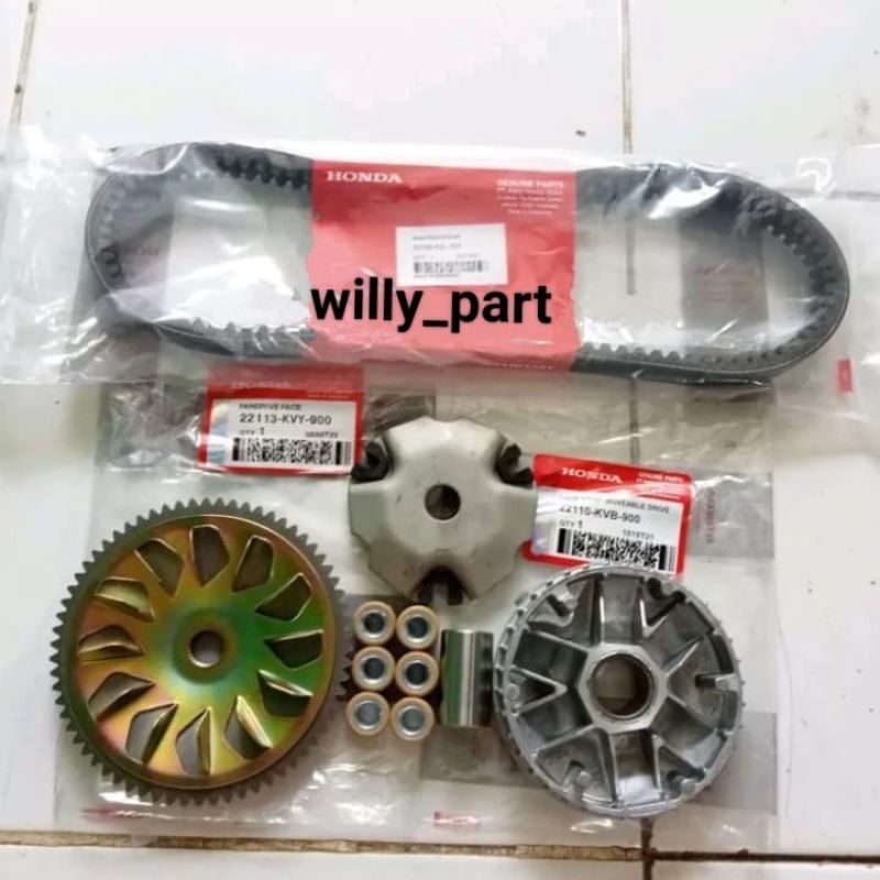 Paket Cvt Rumah Roller Assy Beat Fi Stater Kasar + Van Belt Only Beat Fi Stater Kasar + Kipas Rumah 
