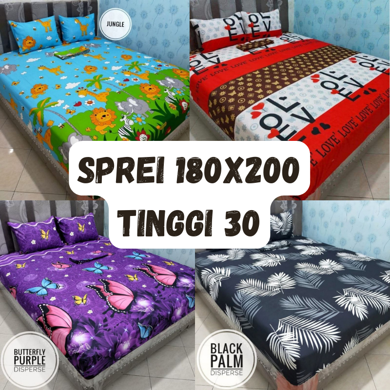 Sprei Homemade 180x200x30 | Sprei 6 Kaki Tinggi 30 cm | Sprei Ukuran 180x200 Tinggi 30 Cm