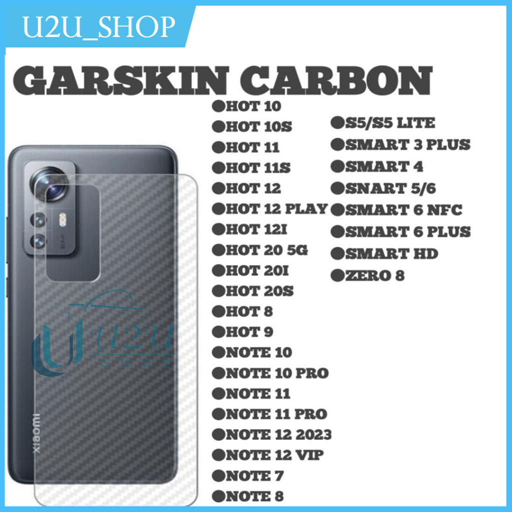 Garskin Carbon Infinix Note 30 Note 30 Pro hot 9 8 10s 11s 12i 20i 20s 5g 30 30i Nfc Play Note 7 8 10 11 12 Pro Vip  S5 Lite Smart 5 6 Hd Nfc Plus Smart 7