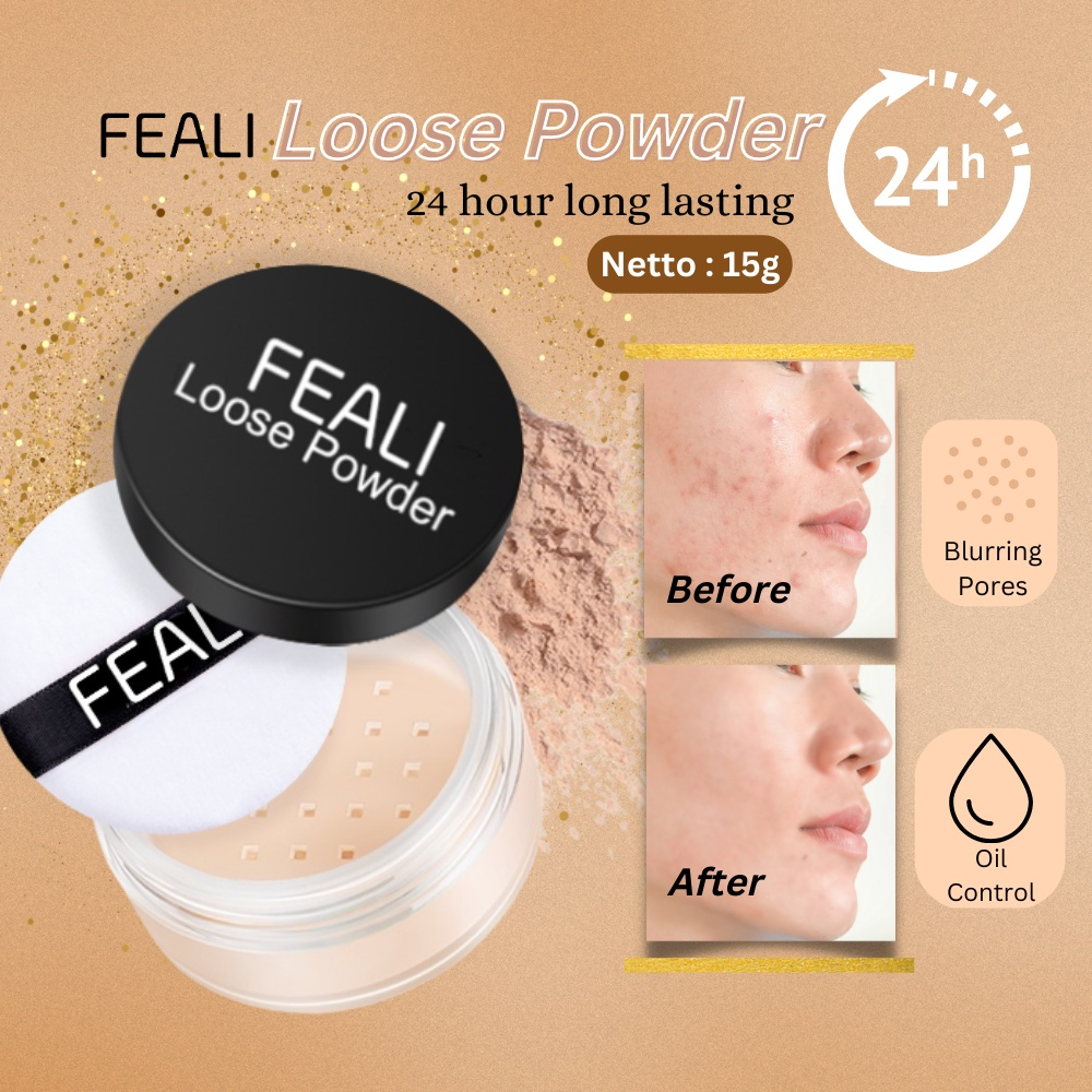 (RM) FEALI Super Fine Loose Powder Natural / Bedak Tabur Tahan Hingga 12 Jam Make Up - BEDAK TABUR WATERPROFF