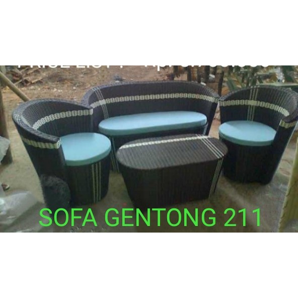 Sofa Minimalis / Kursi Tamu Rotan Sintetis Gentong