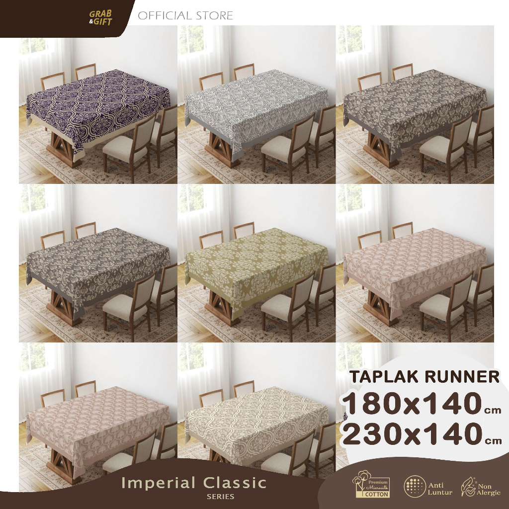 Taplak Meja Makan Print Imperial Classic 180x140 230x140 cm