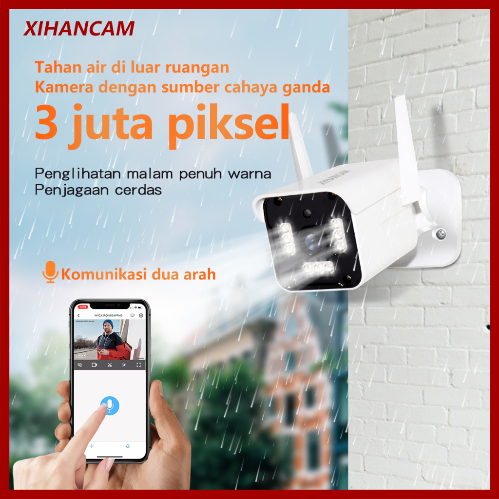 XIHANCAM Panggilan Dua Arah Smart Cctv Wireless Wifi Murah 3MP Optical Zoom Lampu Kamera Cctv Wifi Outdoor Waterproof PTZ Alarm Kamera Pengintai Infrared Night Vision Tahan Air IP Camera Cctv Jarak Jauh Lewat HP Android NVR/DVR COD