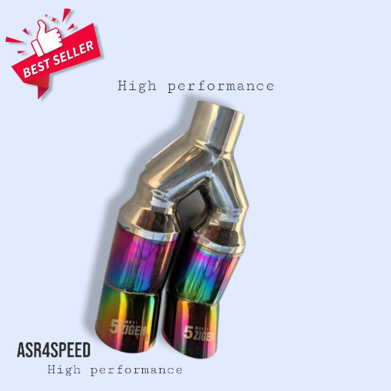 5zigen knalpot mobil racing bass cabang 2 dobel pelangi