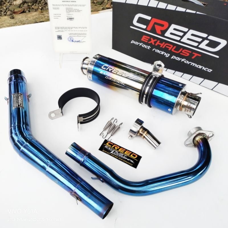 Knalpot racing original creed exhaust bluemoon full system suara ngbass adem pnp CB 150R CBR 150R So