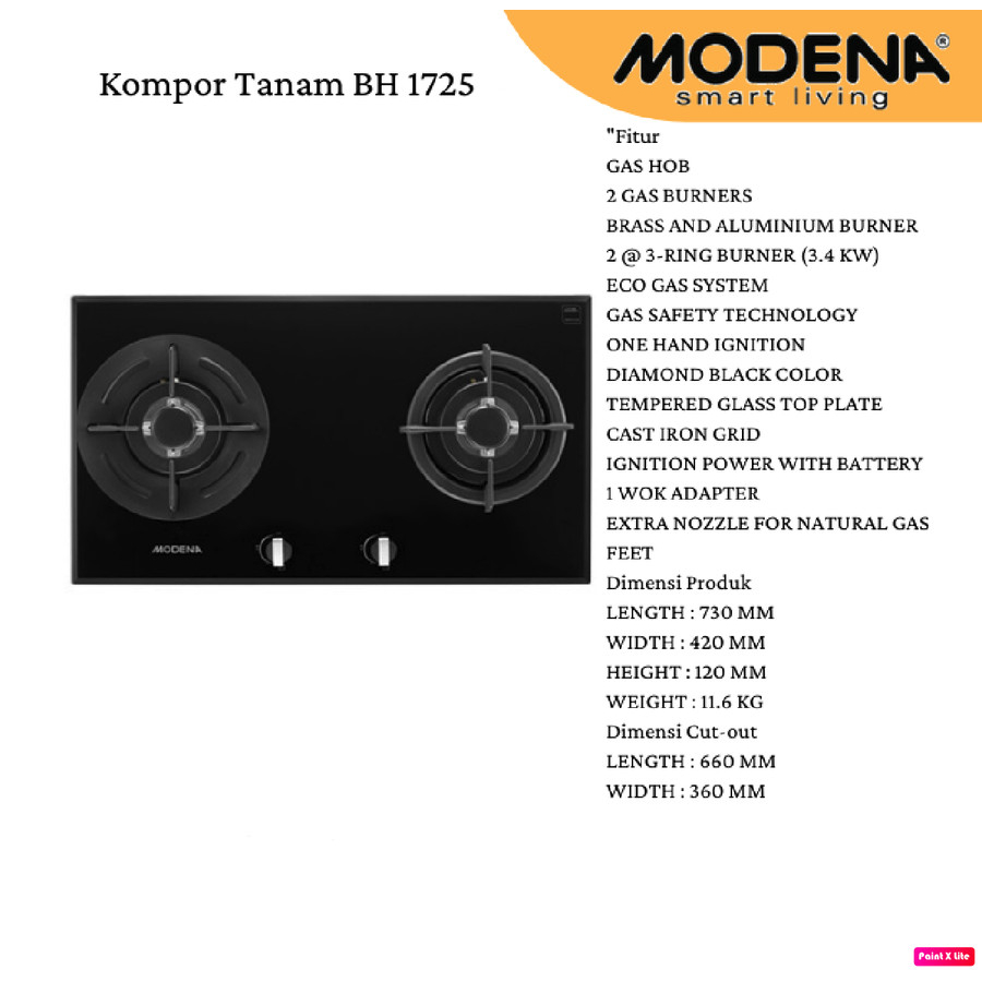 MODENA Kompor Tanam 2 Tungku BH 1725