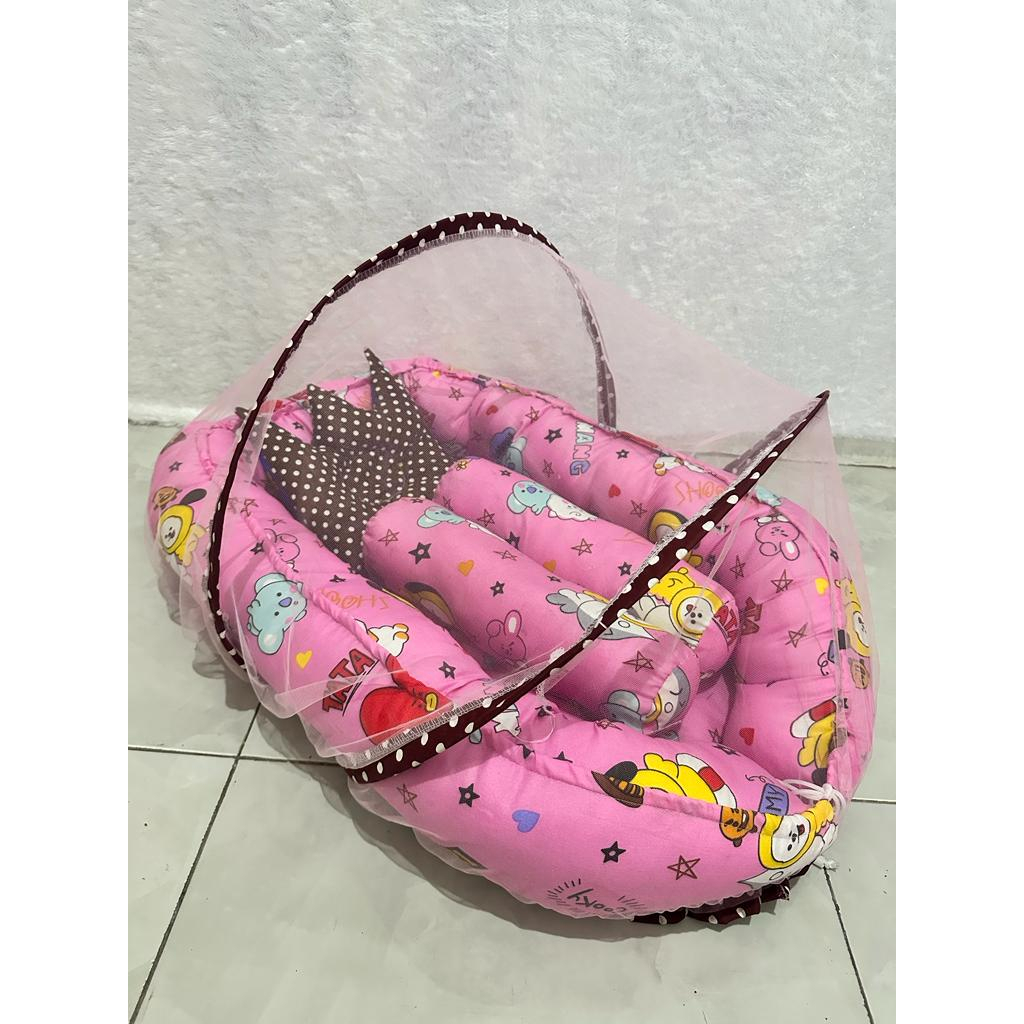 Kasur Bayi NEST Kelambu TERMURAH Bahan Premium FREE 1 set Guling dan Bantal peyang