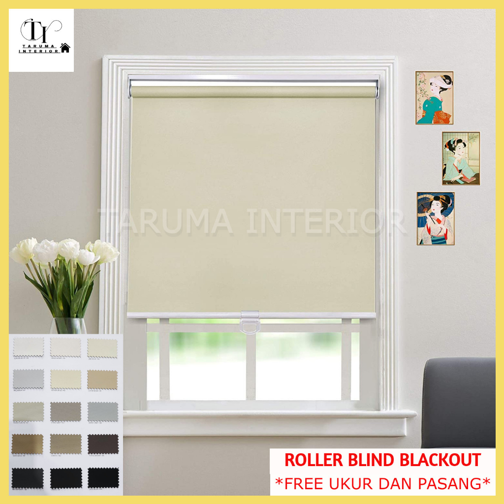 ROLLER BLIND/GORDEN/TIRAI KREY BLACKOUT 100% Gelap Chain System Tarikan Manual - Modern Jendela Kant