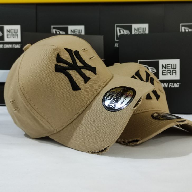 Topi Ny cream 9 A frame topi premium sobek/ ripped