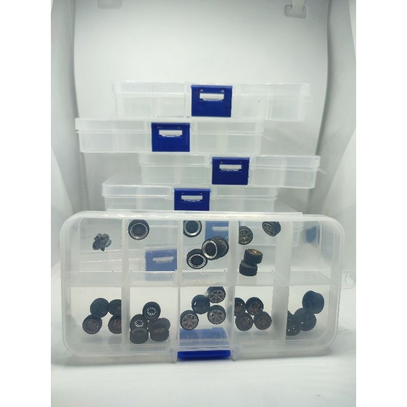Box Organizer Wadah Ban Karet Miniscale isi 10 Velg Kyosho Inno64 Mini GT Hobby Japan Tomica TLVN Ta