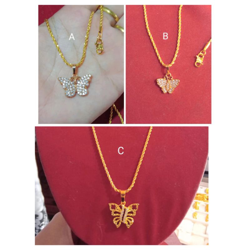 kalung tambang kupu lapis emas 24k