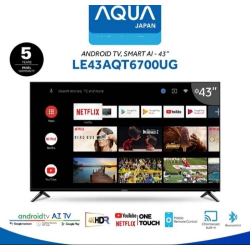 LED Smart Android 4K TV 43" AQUA LE-43AQT6700UG | 43 inch 43AQT6700 UG