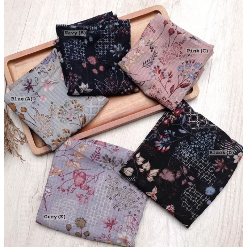 hijab segi empat motif premium/Akira dobby jait tepi 115*115