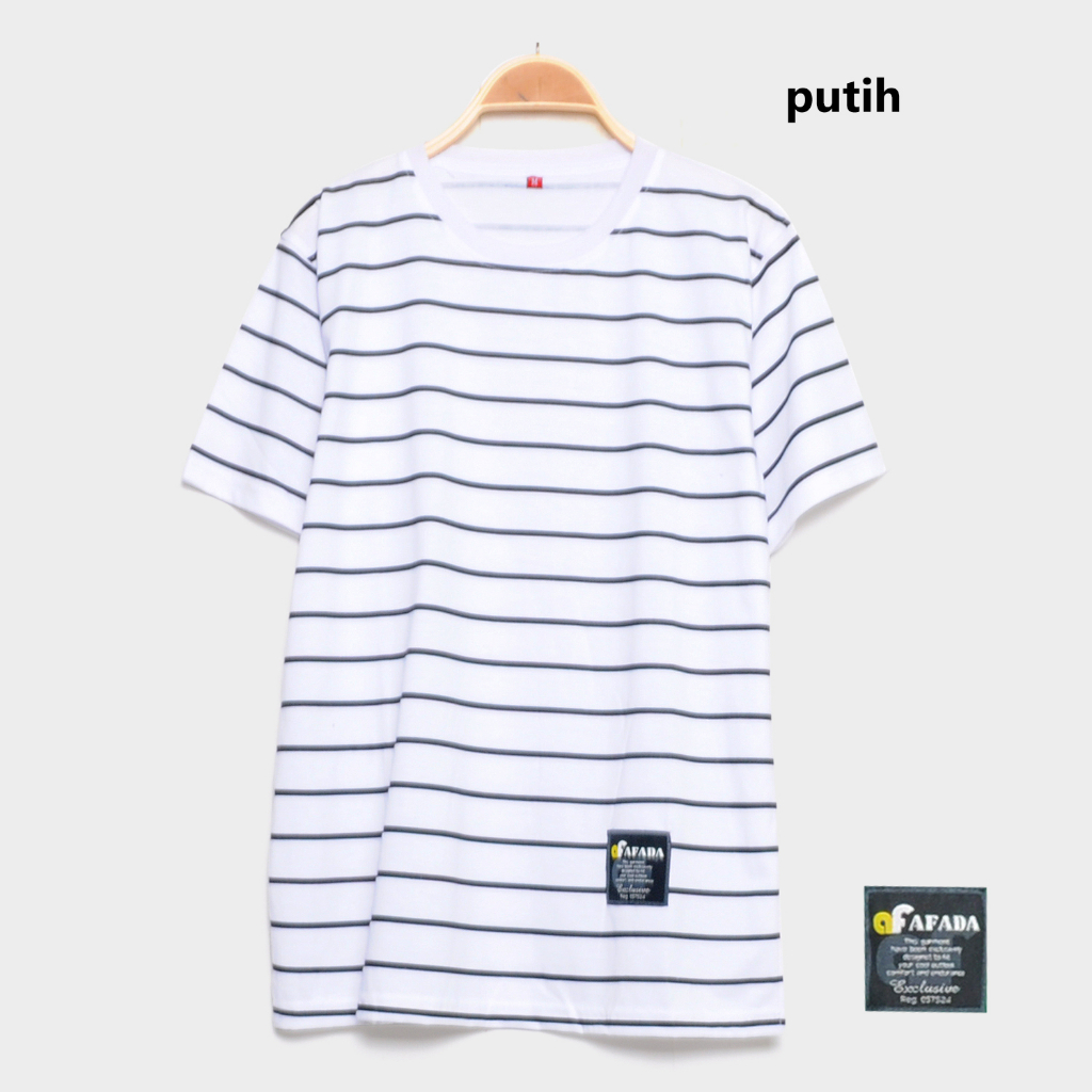 Kaos Polos - Kaos Oblong Pria Stripe Belang-belang / Baju Kaos Distro Garis-garis Lengan Pendek