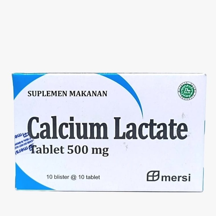 [DEPO] Calcium Lactate Mersifarma 500 Mg Per Box Isi 10 Blister 10 Tablet Vitamin Tulang Obat Patah Tulang